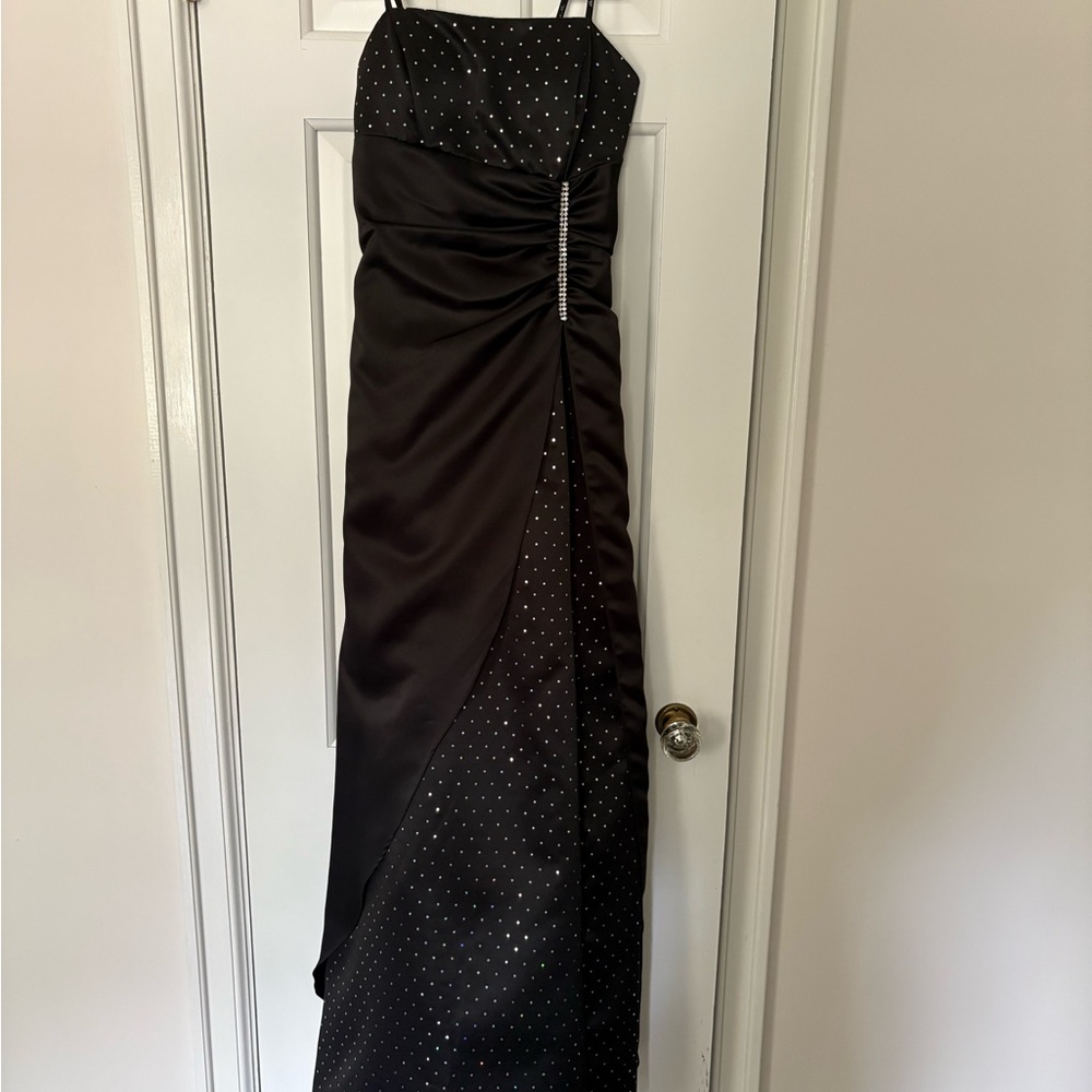 Blondie Nites Strapless Black Gown with Silver Accents